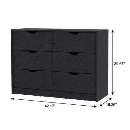 31" Black Wood Two Door Four Drawer Combo Dresser
