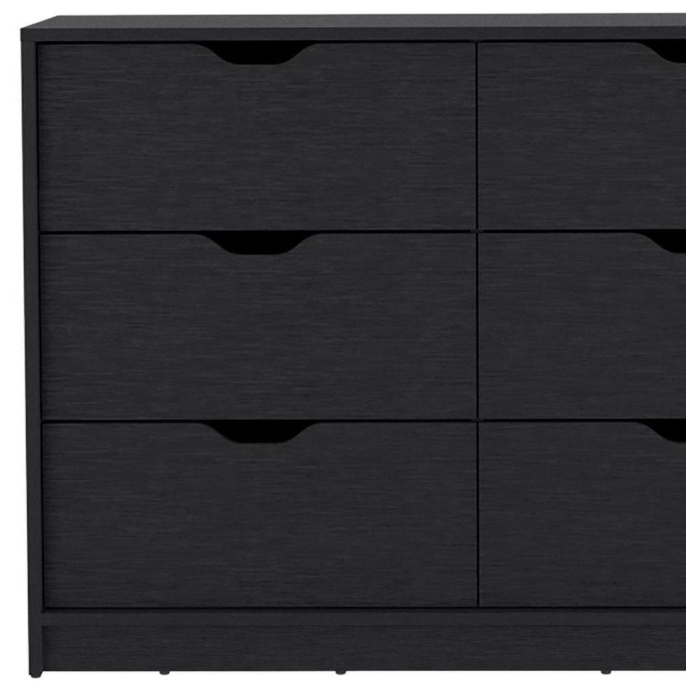 31" Black Wood Two Door Four Drawer Combo Dresser — view 4