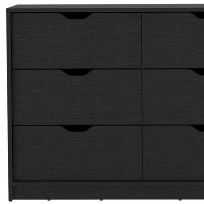 31" Black Wood Two Door Four Drawer Combo Dresser