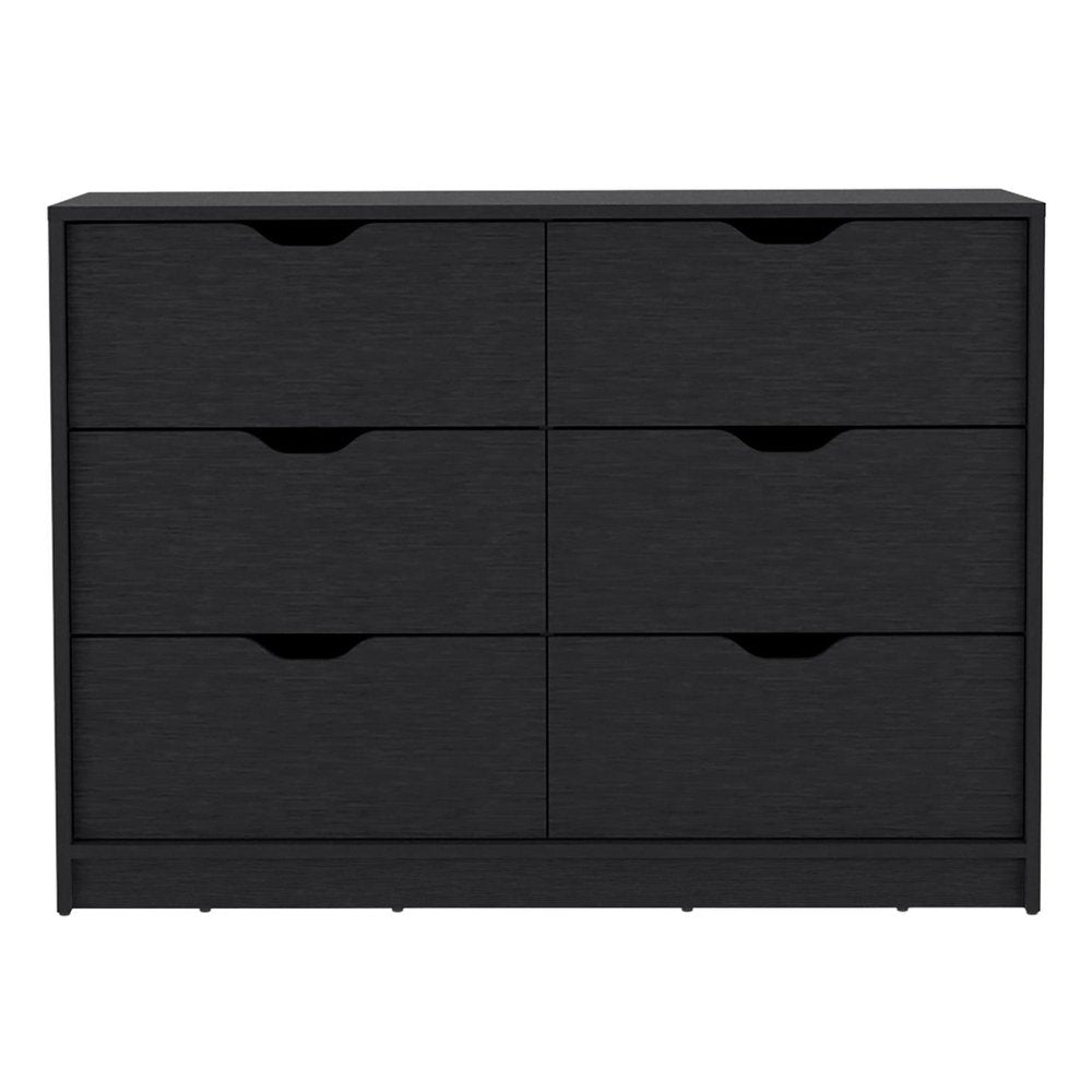 31" Black Wood Two Door Four Drawer Combo Dresser — view 1