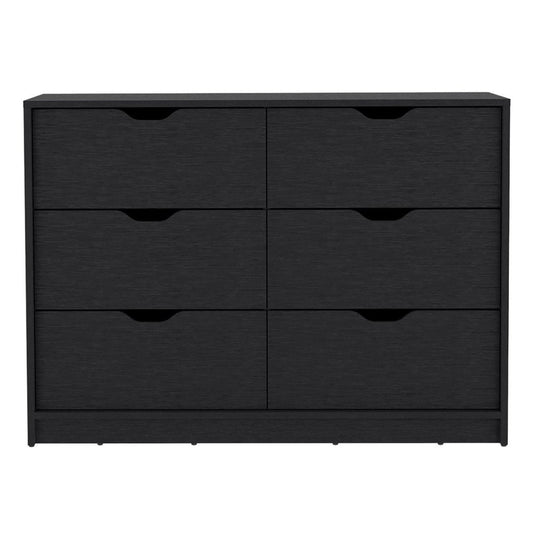 31" Black Wood Two Door Four Drawer Combo Dresser