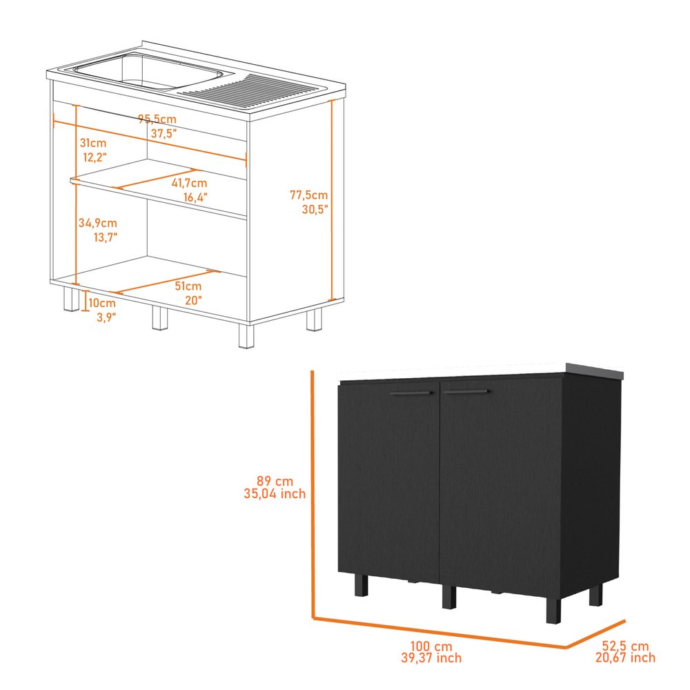 39" Black And Silver Accent Cabinet With One Shelf — view 3