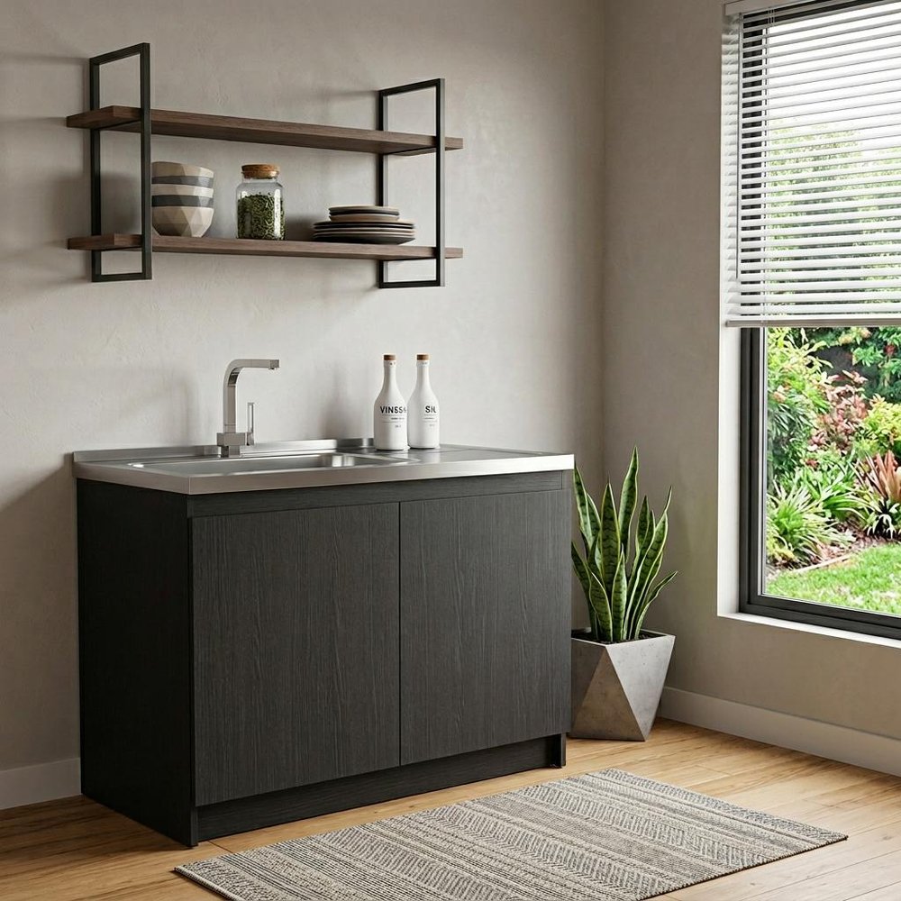 39" Black And Silver Accent Cabinet With One Shelf — view 5