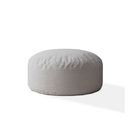 24" Gray Cotton Round Pouf Ottoman