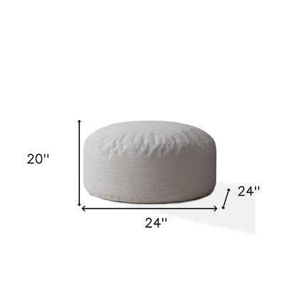 24" Gray Cotton Round Pouf Ottoman