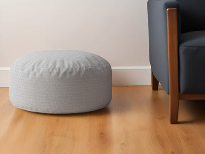 24" Gray Cotton Round Pouf Ottoman