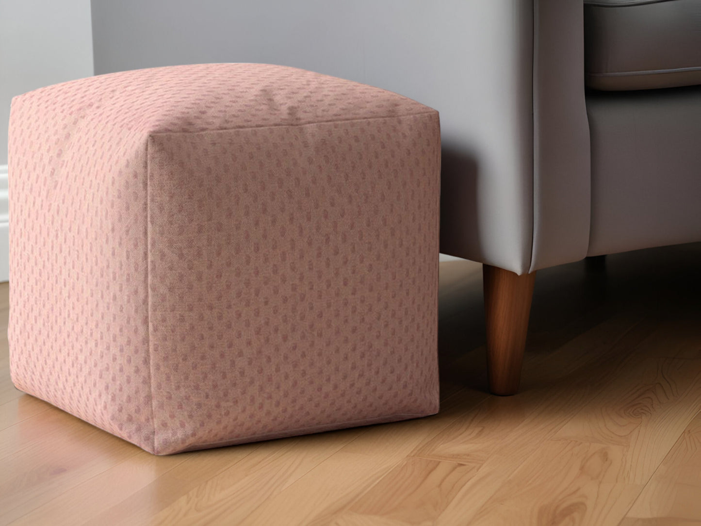 17" Pink Polyester Pouf Ottoman