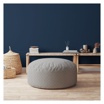 24" Gray Polyester Round Pouf Ottoman