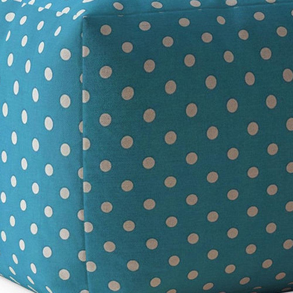 17" Red Cotton Polka Dots Pouf Ottoman