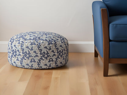 24" Beige Cotton Round Turtle Pouf Ottoman