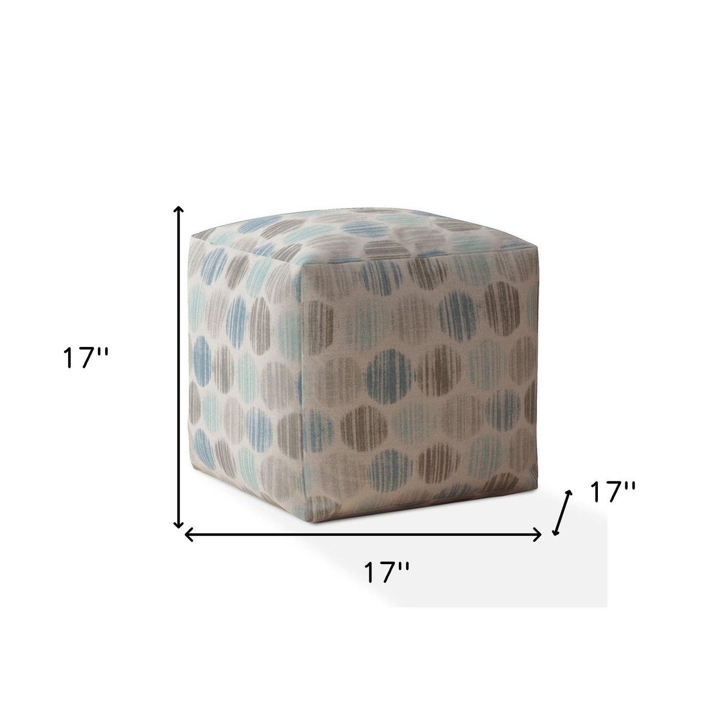 17" Blue Cotton Polka Dots Pouf Cover