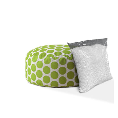 24" Green And White Cotton Round Polka Dots Pouf Cover