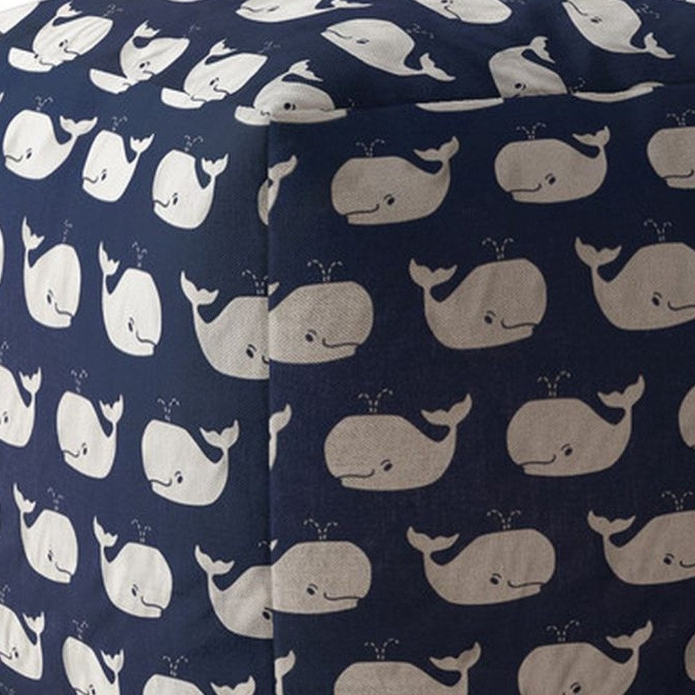 17" Blue Cotton Whale Pouf Cover HomeRoots