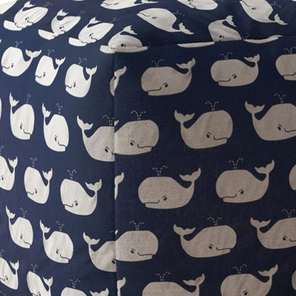 17" Blue Twill Whale Pouf Cover HomeRoots