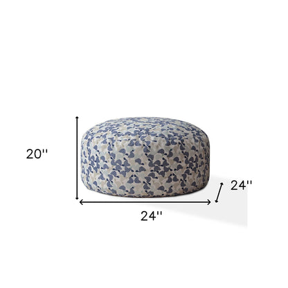 24" Beige Cotton Round Turtle Pouf Cover