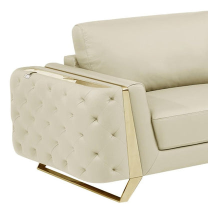 Two Piece Indoor Beige Italian Leather Five Person Seating Set HomeRoots