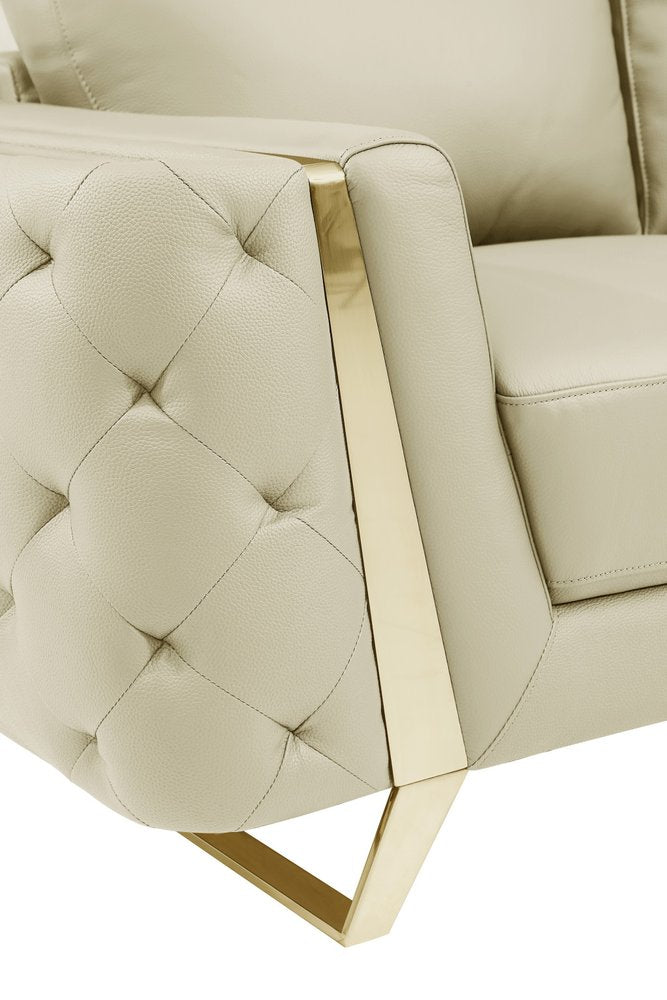 Two Piece Indoor Beige Italian Leather Five Person Seating Set HomeRoots