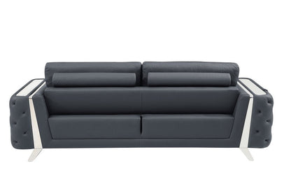 Three Piece Indoor Dark Gray Italian Leather Six Person Seating Set HomeRoots