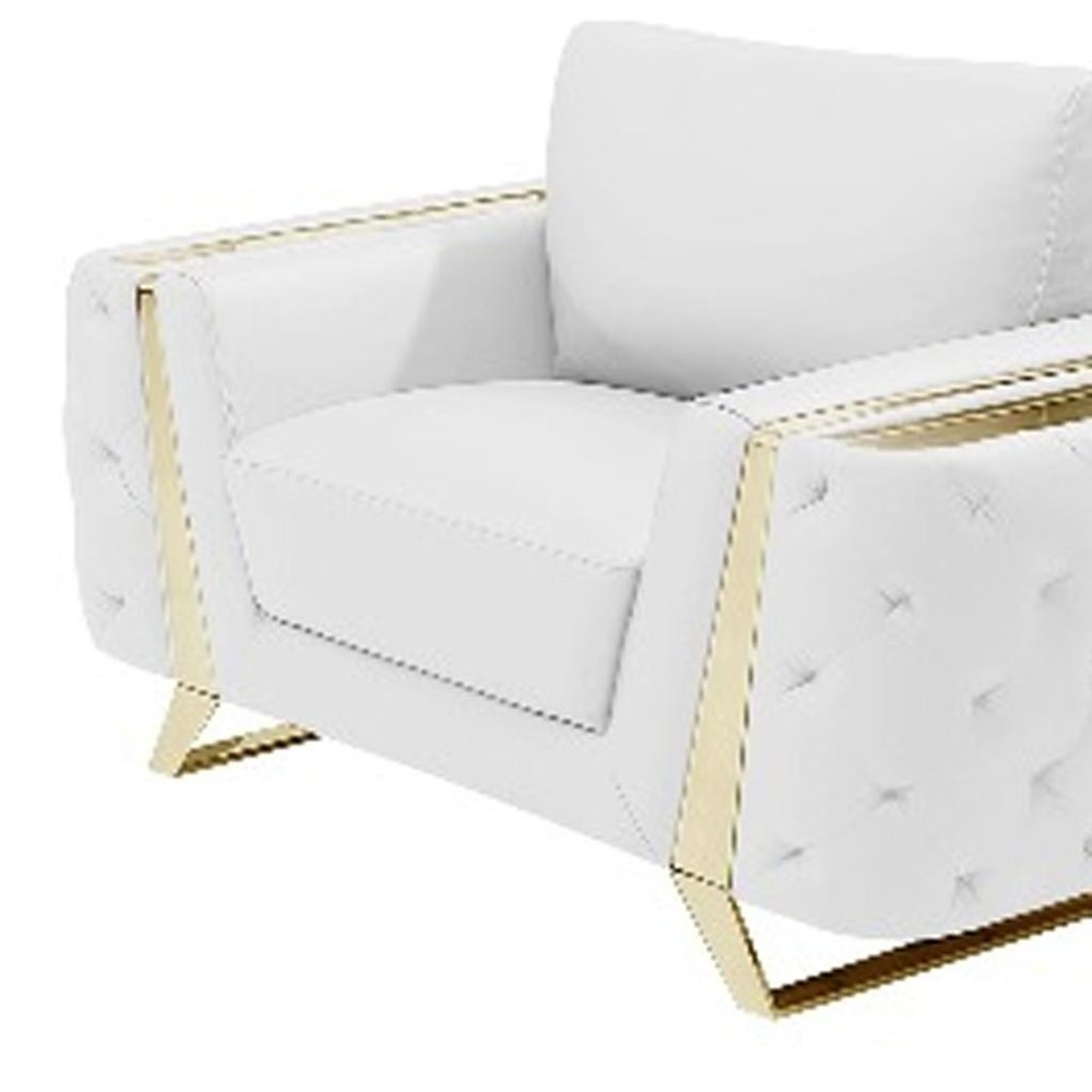 Three Piece Indoor White Italian Leather Six Person Seating Set HomeRoots