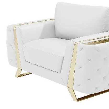 Three Piece Indoor White Italian Leather Six Person Seating Set HomeRoots