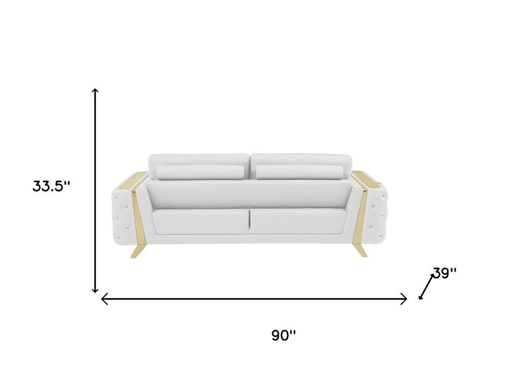 Three Piece Indoor White Italian Leather Six Person Seating Set HomeRoots