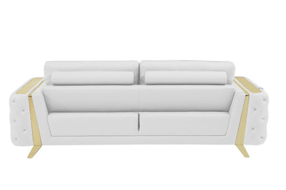 Three Piece Indoor White Italian Leather Six Person Seating Set HomeRoots