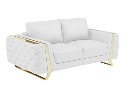 Three Piece Indoor White Italian Leather Six Person Seating Set HomeRoots