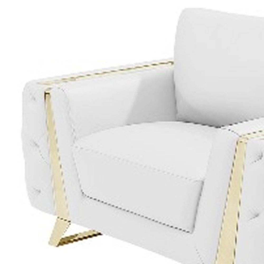 Three Piece Indoor White Italian Leather Six Person Seating Set HomeRoots