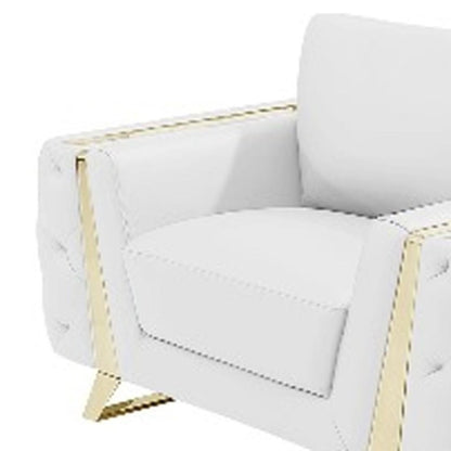 Three Piece Indoor White Italian Leather Six Person Seating Set HomeRoots