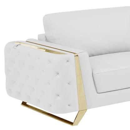 Two Piece Indoor White Italian Leather Five Person Seating Set HomeRoots
