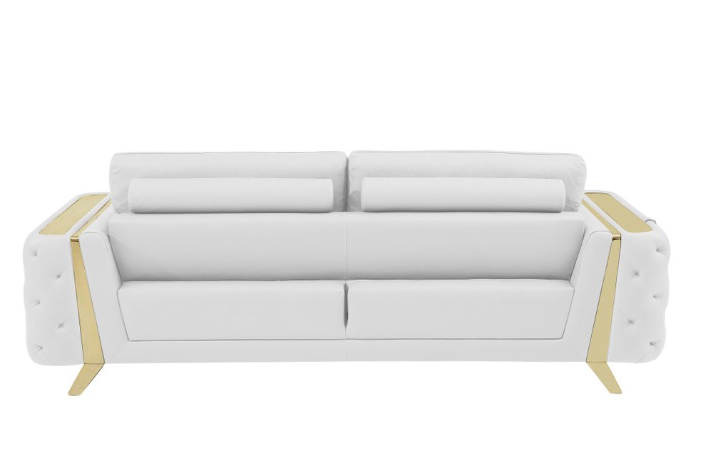 Two Piece Indoor White Italian Leather Five Person Seating Set HomeRoots