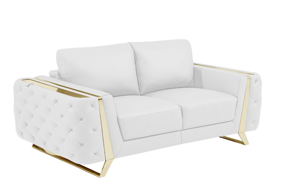 Two Piece Indoor White Italian Leather Five Person Seating Set HomeRoots