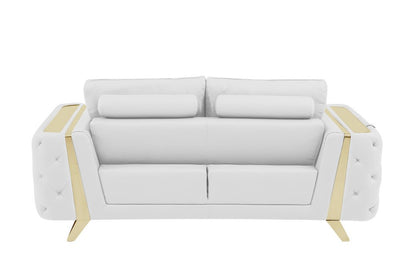 Two Piece Indoor White Italian Leather Five Person Seating Set HomeRoots