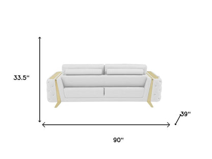 Two Piece Indoor White Italian Leather Five Person Seating Set HomeRoots