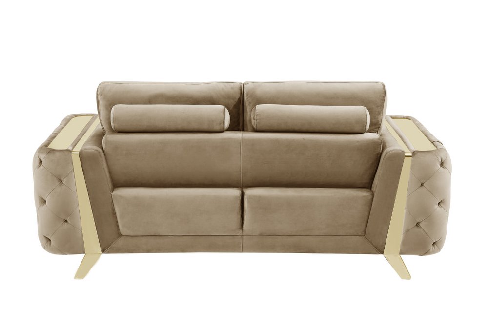 Three Piece Indoor Beige Velvet Six Person Seating Set HomeRoots