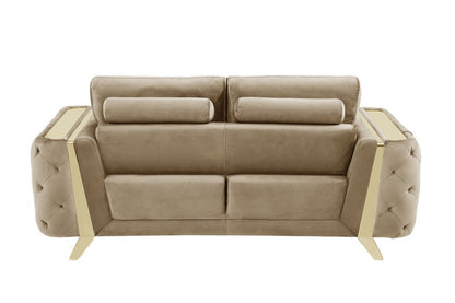 Three Piece Indoor Beige Velvet Six Person Seating Set HomeRoots