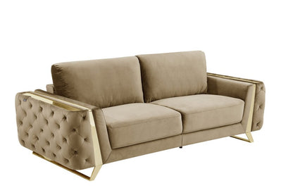 Two Piece Indoor Beige Velvet Five Person Seating Set HomeRoots