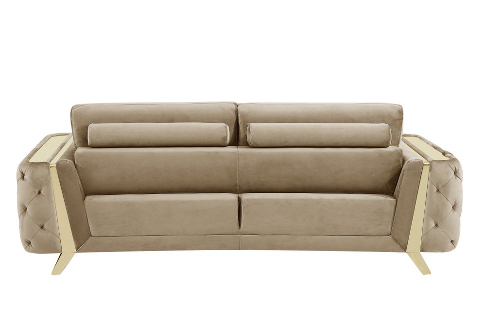 Two Piece Indoor Beige Velvet Five Person Seating Set HomeRoots