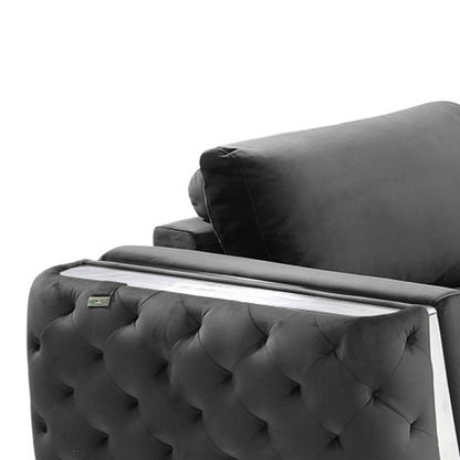 Three Piece Indoor Dark Gray Velvet Six Person Seating Set HomeRoots