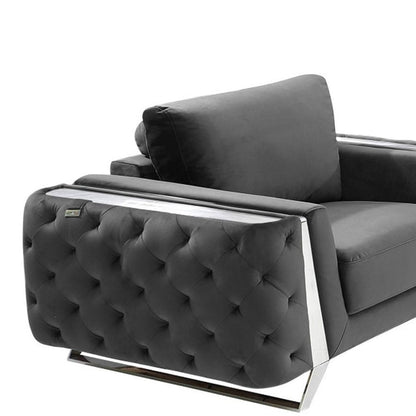 Three Piece Indoor Dark Gray Velvet Six Person Seating Set HomeRoots