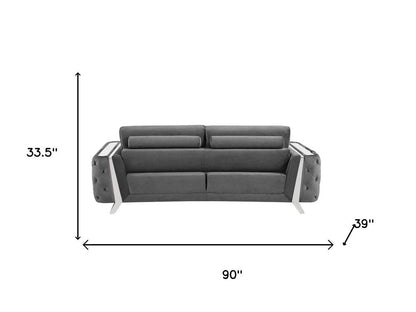 Three Piece Indoor Dark Gray Velvet Six Person Seating Set HomeRoots
