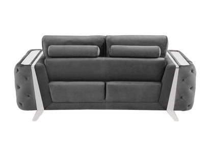 Three Piece Indoor Dark Gray Velvet Six Person Seating Set HomeRoots