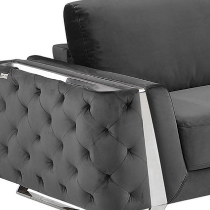 Two Piece Indoor Dark Gray Italian Leather Five Person Seating Set HomeRoots