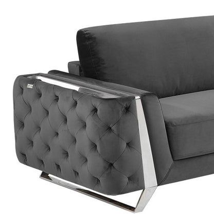 Two Piece Indoor Dark Gray Italian Leather Five Person Seating Set HomeRoots
