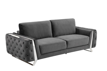 Two Piece Indoor Dark Gray Italian Leather Five Person Seating Set HomeRoots