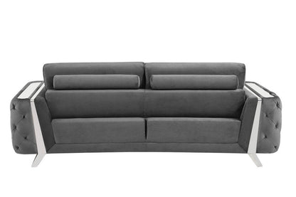 Two Piece Indoor Dark Gray Italian Leather Five Person Seating Set HomeRoots