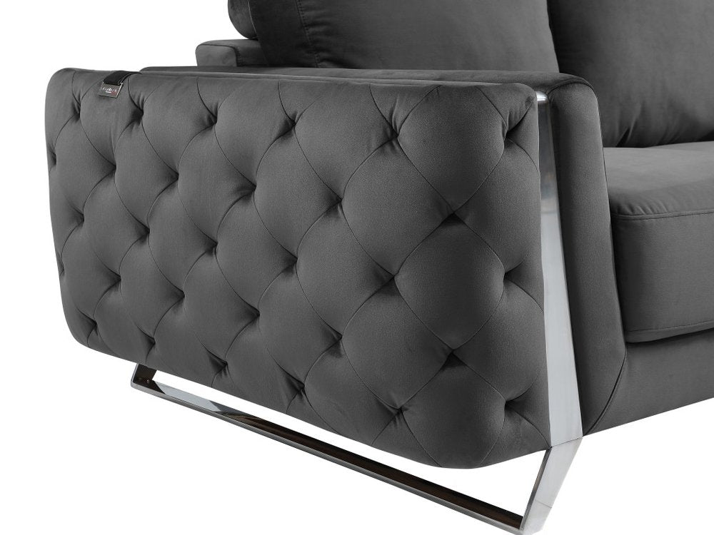 Two Piece Indoor Dark Gray Italian Leather Five Person Seating Set HomeRoots