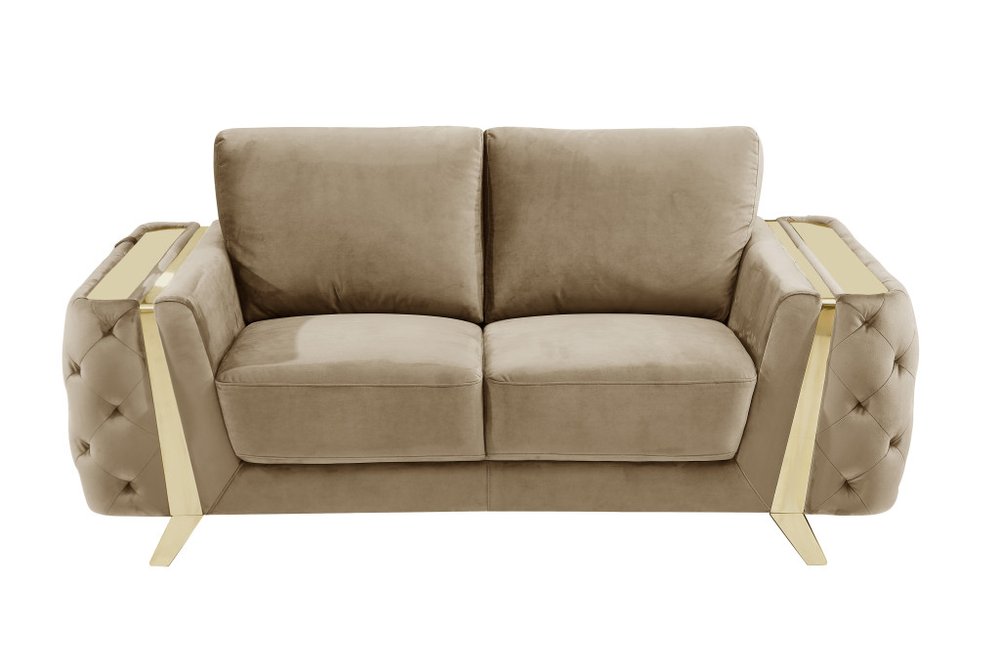 72" Beige And Gold Velvet Loveseat HomeRoots