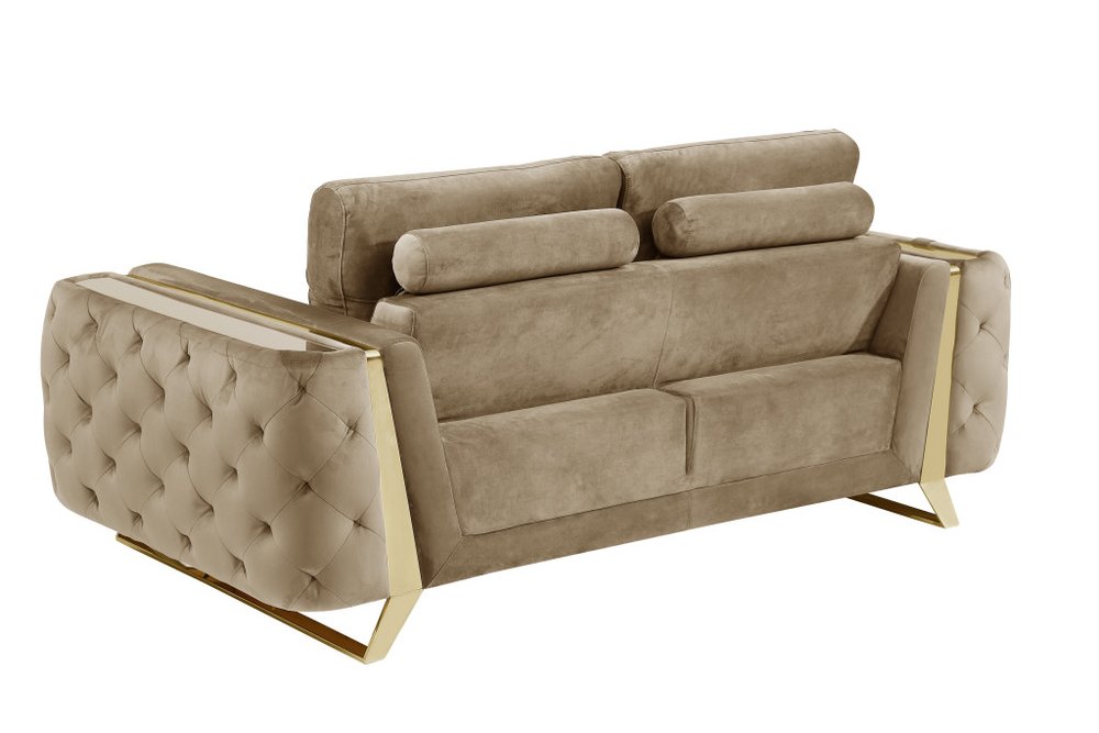 72" Beige And Gold Velvet Loveseat HomeRoots