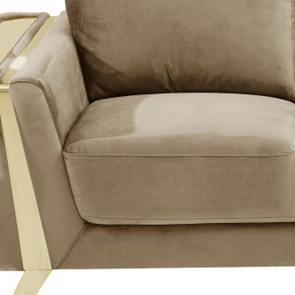 72" Beige And Gold Velvet Loveseat HomeRoots